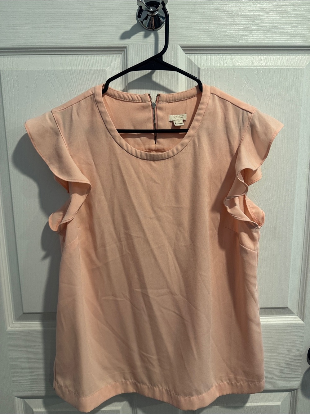 J. Crew Blush Ruffle Sleeve Shell Top